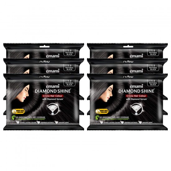 Emami Diamond Shine Crème Hair Color, Natural Black, 20 g (Pack of 6)
