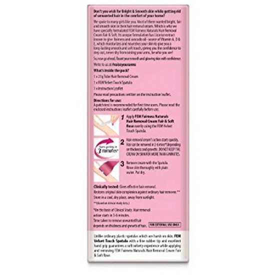 Fem Fairness Naturals Fair and Soft Hair Removal Cream Rose for Sensitive Skin - 25 g 