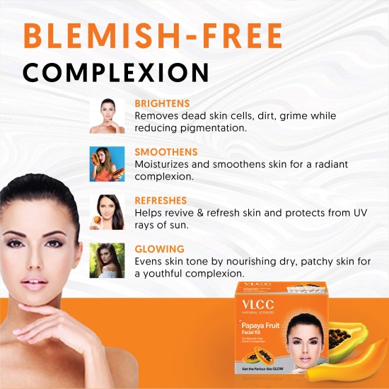 VLCC Papaya Fruit Facial Kit, 60g - White 